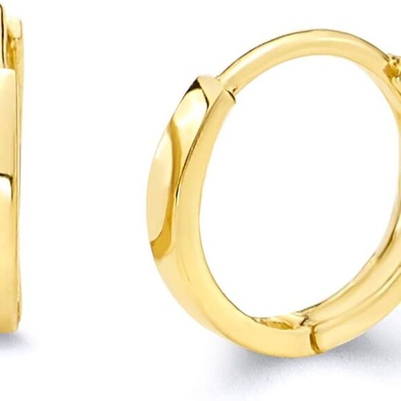 14k REAL Yellow Gold 2mm Thickness Huggie Hoops Earrings (11 x 11 mm) Real Gold - Picture 6 of 9